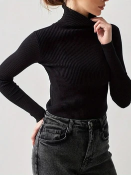 أزياء الخريف إلى الأمام أساسيات المرأة الياقة المدورة محبوك البلوفرات لينة ومريحة الألوان الصلبة طويلة الأكمام سترات الشتاء غير رسمية