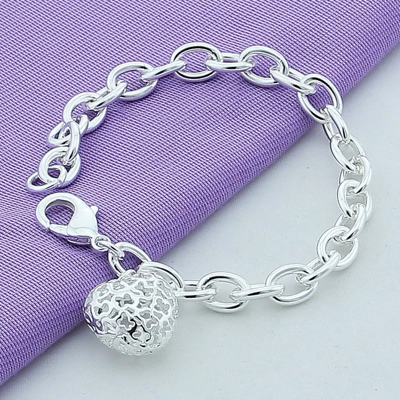 

Hot Sale Romantic Love Bracelet 925 Sterling Silver Fashion Heart Charm Bracelet Jewelry for Women Silver Bracelet