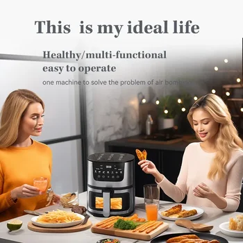 7L Electric Air Fryer Smart Multi-function Hot Convection Oven Deep Fryer Without Oil LED Touch Control 1400W Visible Window 2
