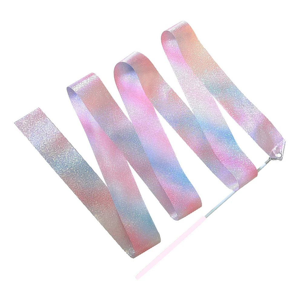 Professional Glitter Dance Ribbon Rhythmic Art Gymnastics Ballet Twirling Rod Stick Kid Cildren Training Equipment 1/2 Pcs 2m