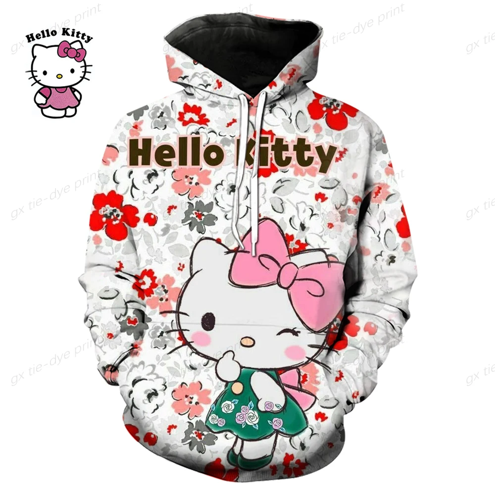 

Pink HELLO KITTY Anime Graphic Print Kawaii Tshirt Women Harajuku Y2k Long Cute Top Tee Casual Fairycore Aesthetics Alt Clothes