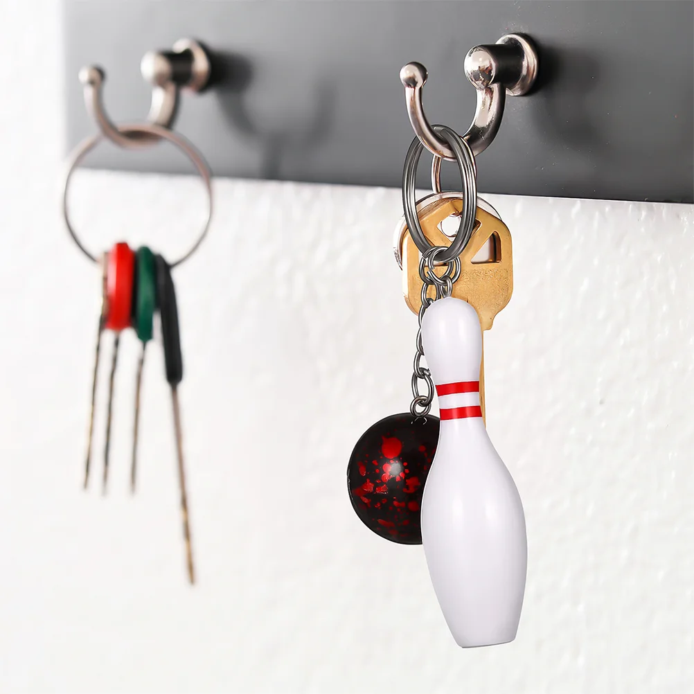 12 Pcs Bowling Keychain Ball Bag Tiny Mini Keychains Pendants Gift Sports Themed Rings Backpack