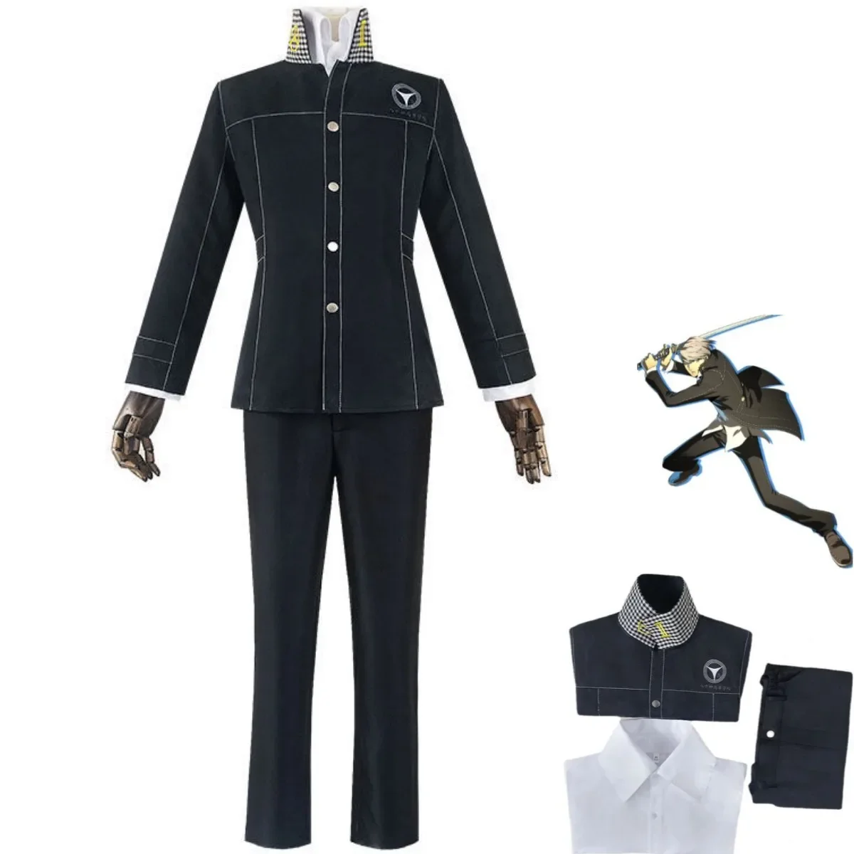 

Anime Persona Yasogami Yu Narukami Cosplay Costume Shin Megami Tensei P4 High School Uniform Coat Adult Man Carnival Suit