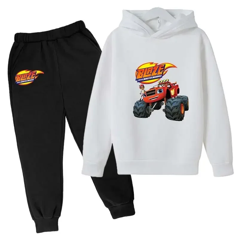 Children Boys Hoodies Set Girls Cartoon Hooded Hoodies +Long Pants 2PCS Suit Kids Outfits Blaze and The Monster Machines Clothes 5