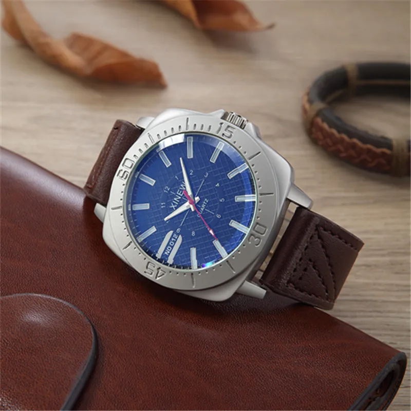 XINEW Brand Watches For Men Cheap Fashion Leather Band Simple Sports Gifts Quartz Watch Erkek Barato Saat Relogio Masculino 2024