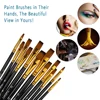 12pcs Flat Paint Brushes Set, Synthetic Nylon Bristles, Professional Artist Brushes for Oil, Acrylic, Watercolor Painting 5