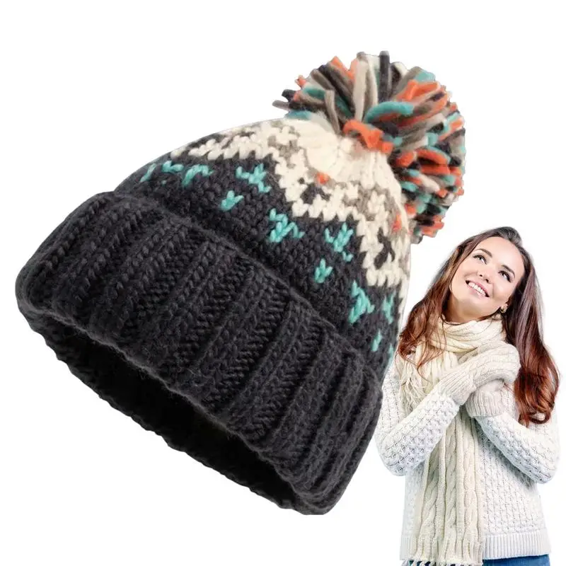 

Beanie Hats For Women Knit Cap Fashion Warm Wool Couple Cap Bonnet Woman Winter Twist Female Bonnet Outdoor Ski Skate Bonnet Cap