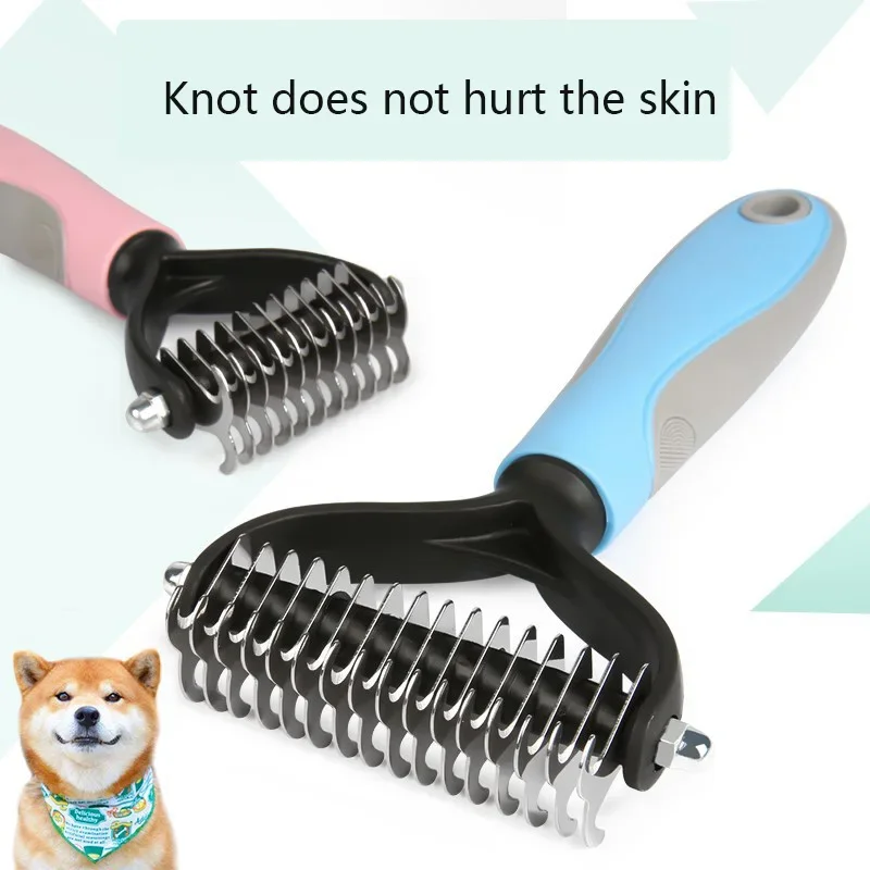 Double Sided Pets Fur Knot Cutter Grooming Shedding Tools Hair Removal Comb Brush Furcleaner Professional Pet Deshedding Brush