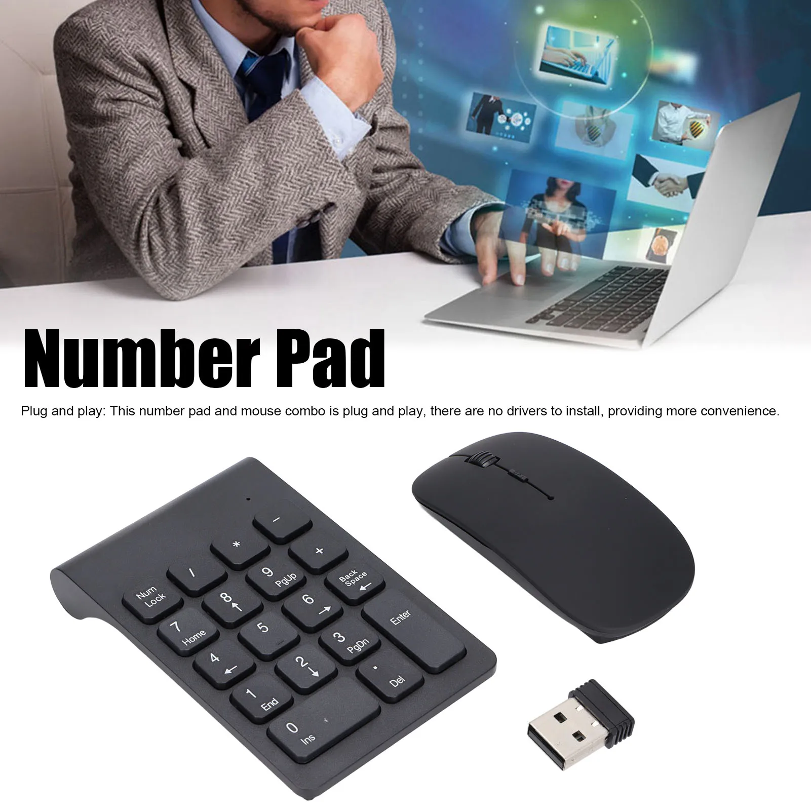 Wireless Number Pad And Mouse Combo 18 Key Usb Office Keyboard_voghion.com