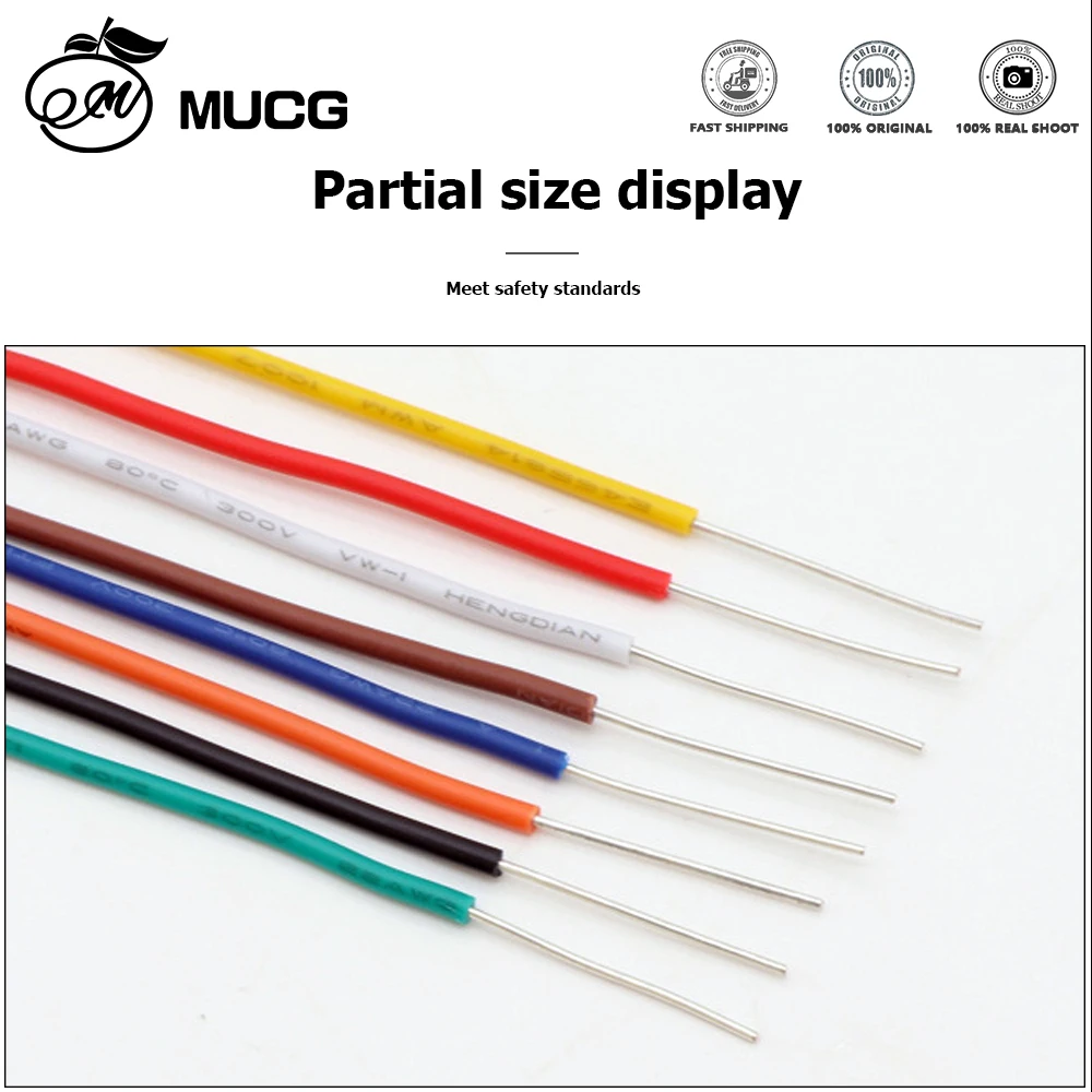 6Colors Solid Copper wire Tinned copper cable PVC Insulation Single core Electric extension wire power supply Electronic