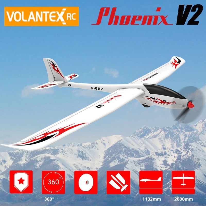 

Volantex хобби радиоуправляемые игрушки 2000 мм Phoenix V2 5 канальный FPV RC планер самолёт 759-2 PNP без батарейки пульт дистанционного управления