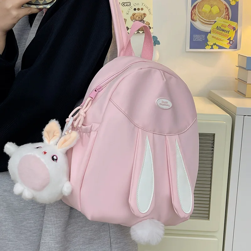 

Cute Rabbit Ear Backpack for Teen Girls School Bag New Mini Children Daypack Student Bookbag Nylon Casual Outdoor Travel Bags