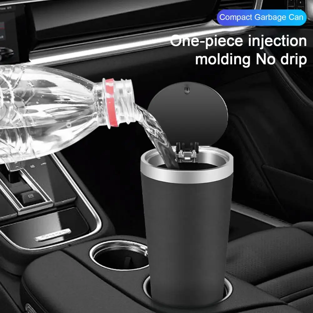 One-Handed Car Trash Bin Convenient Compact Space-Saving Garbage Can for Vehicle Interior Ideal for Cup Holders Phone Storage