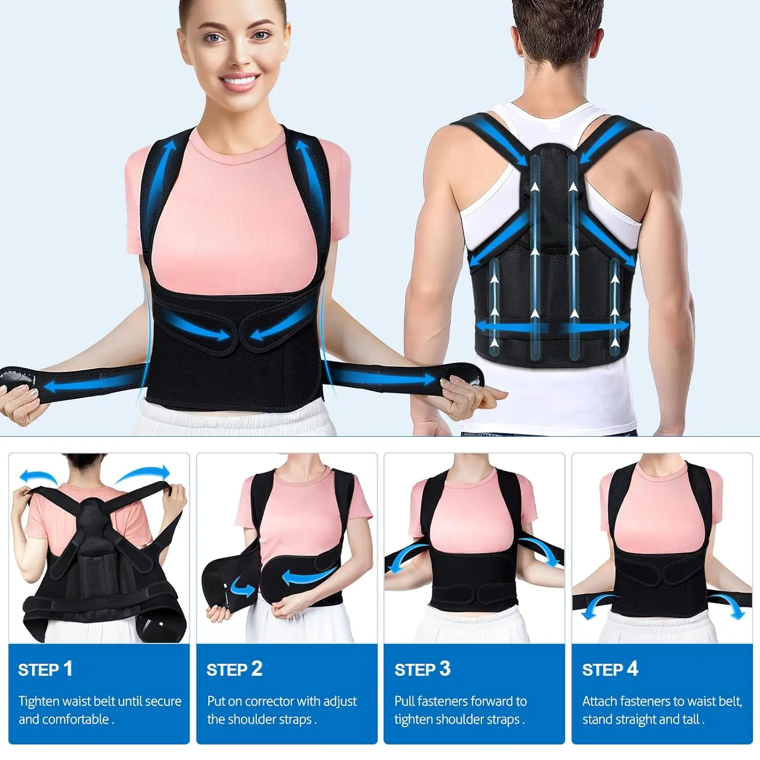 Back Brace Posture Corrector for Women and Men, Shoulder Straightener, Adjustable Full Back Support, Upper and Lower Back  Brace 4