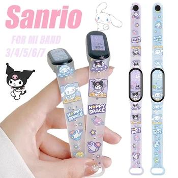 산리오 시나모롤 쿠로미 스트랩, 샤오미 미 밴드 3, 4, 5, 6, 7, TPU 교체 팔찌, 만화 스마트 워치 손목 스트랩 시계 밴드
