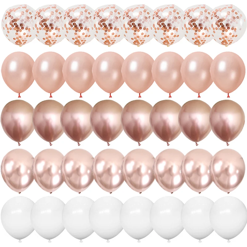 40pcs 12inch Rose Gold Confetti Latex Balloons Happy Birthday Party Decorations Kids Adult Boy Girl Baby Shower Wedding Supplies