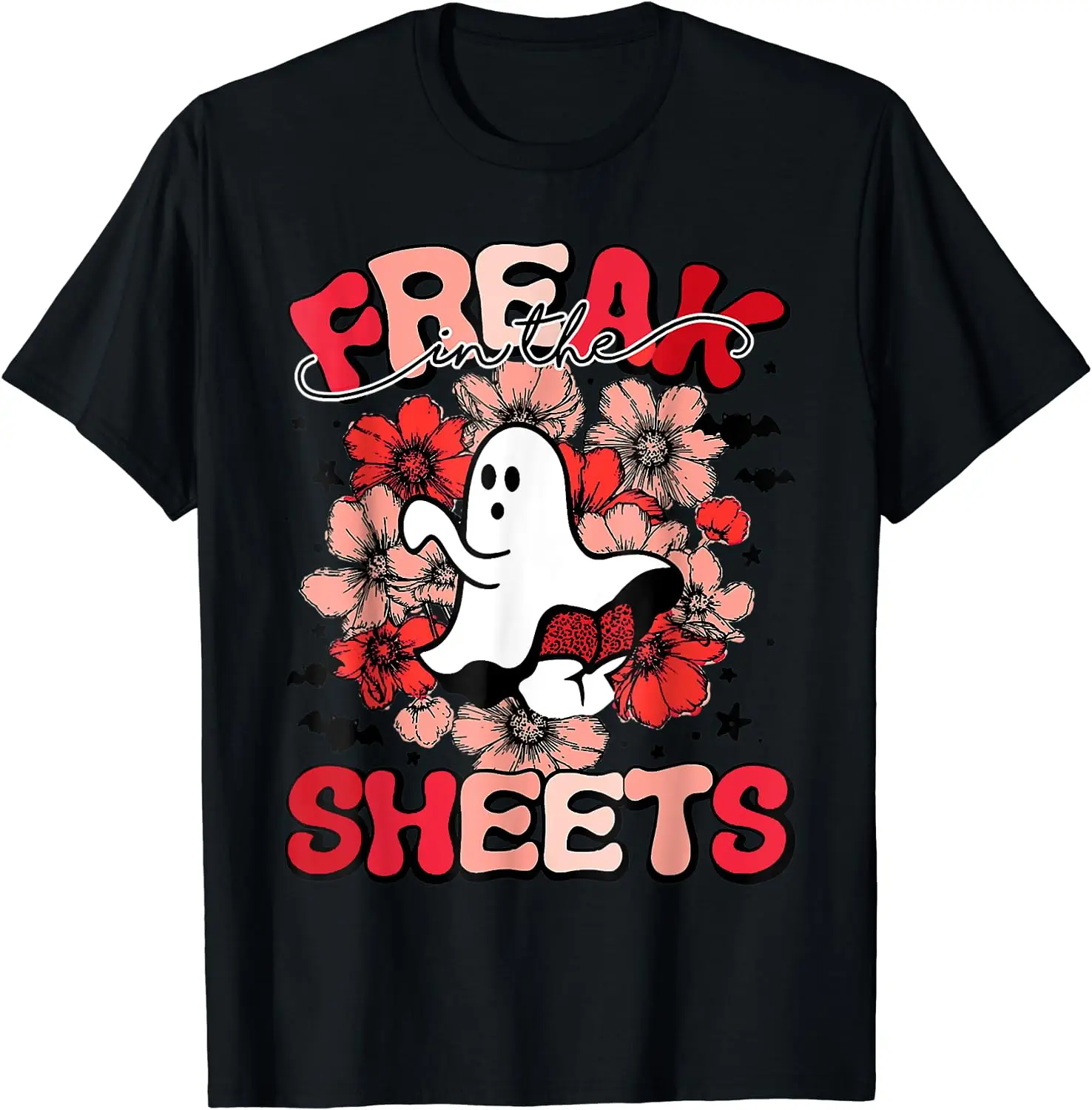 

Funny Spooky Sheets Halloween Floral Ghost Flowers T-Shirt Short Casual Cotton for Men Women Kids Vintage T Shirt Four Seasons