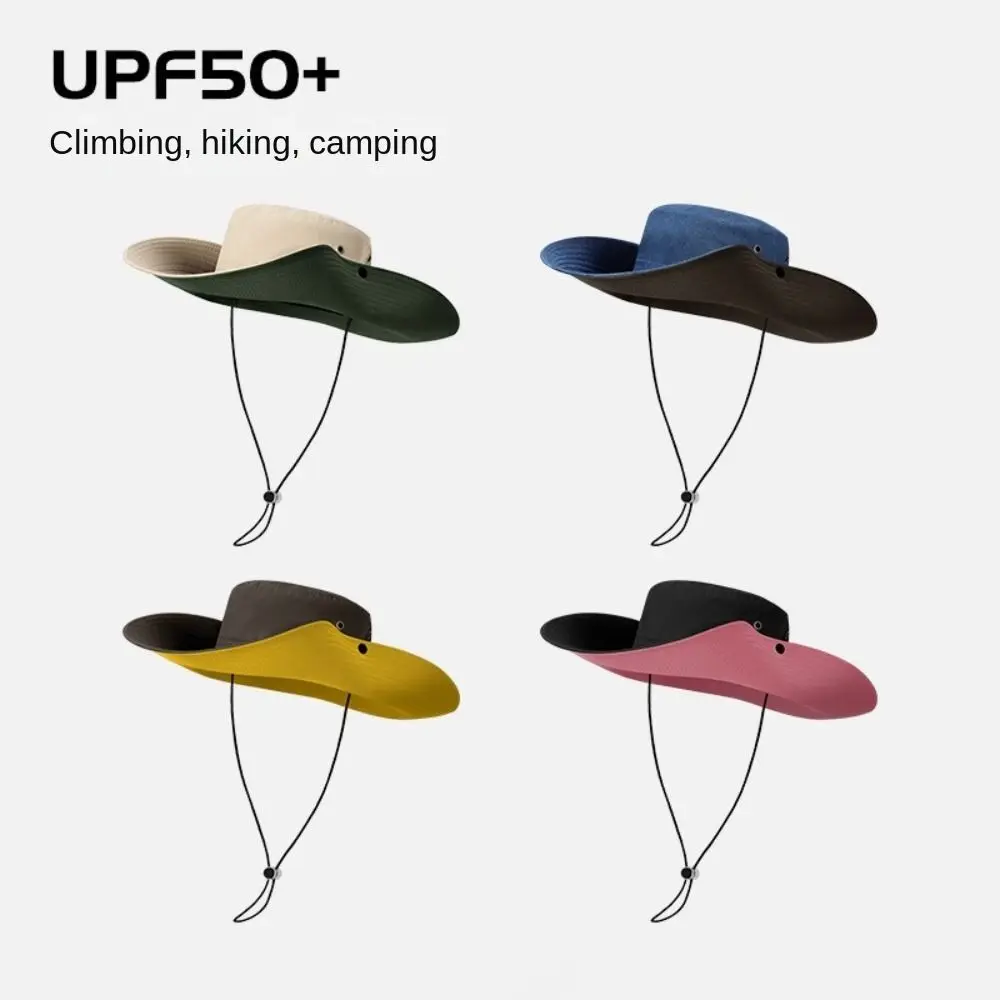 

Anti-UV Bucket Hat Fashion Wide Brim Sun Protection Mountaineering Caps Breathable Portable Fisherman Cap Camping Hiking