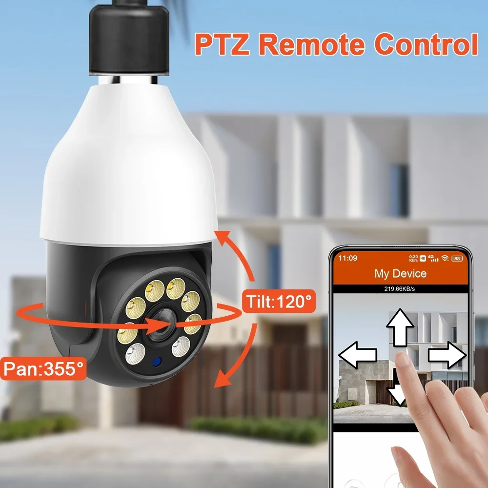Smart Outdoor Wi-fi Bulb Security Camera With Ptz And Night Vision_voghion.com
