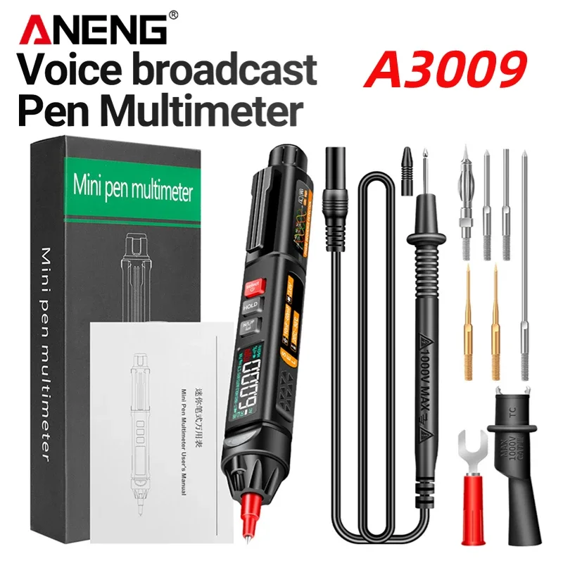 ANENG A3009 NCV Multimeter Pen Intelligent Voice Broadcast Digital Tester 6000 Counts DC AC Voltage Sensor Pen Tester Meter Tool digital multimeter multimeter tester voltage meter tester voltage detector tester