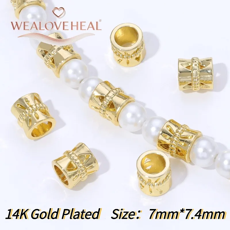 7mm*7,4mm 14K vergoldete Messing-Metallrohrperlen, hohle Abstandsperlen für DIY Armband- und Halsketten-Schmuckherstellungszubehör. – Detail 22