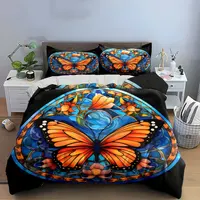 Ensemble de verrerie vitrailée motif papillon, exquis ensemble de literie en trois pièces, cadeau pour enfants et adultes 3