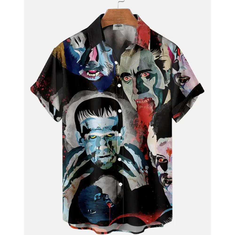 Designer Casual Streetwear Party Performance Tops 3d Men Clothing Horror Movie Hannibal Characters Hawaiian Men's Shirts