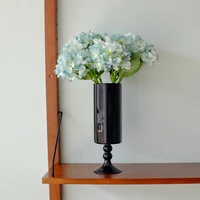 Black Tall-Stemmed Glass Vase – French Classical Hydroponic Flower Arrangement Vase, Artisan Craft Home Decor Piece 1
