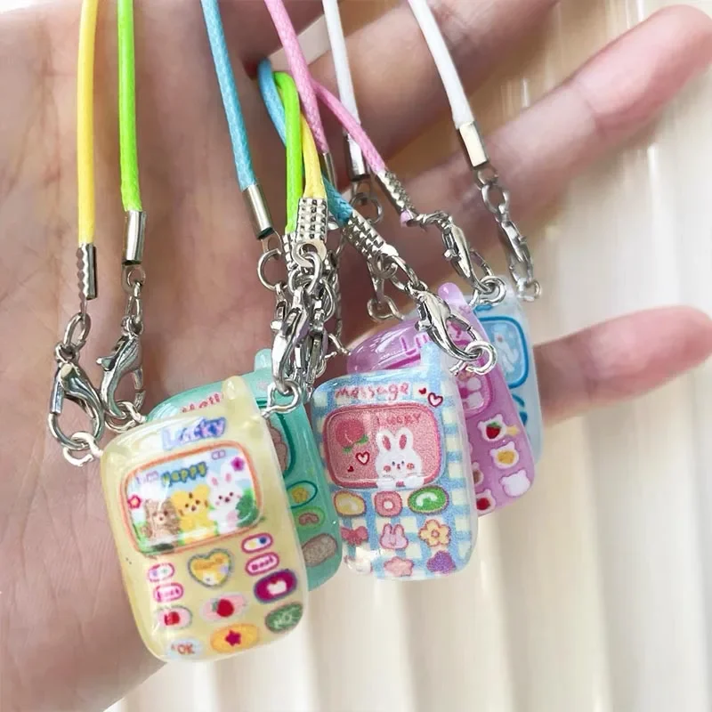 1/5pcs Mini DIY Mobile Phone Dress Up Plush Toy for Labubu 17cm Doll Phone Dollhouse Hanging Neck Accessories Dollhouse Pendant