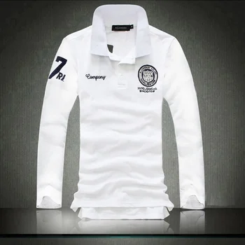 S-5XL 용수철 남성 캐주얼 라펠 폴로 셔츠, 부티크 자수, 레저, 긴 소매, 라지 사이즈, 가을 패션