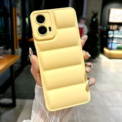 Shockproof Soft TPU Back Cover with Down Jackets Air - Bag Design - Moto E32 E32S (Yellow)