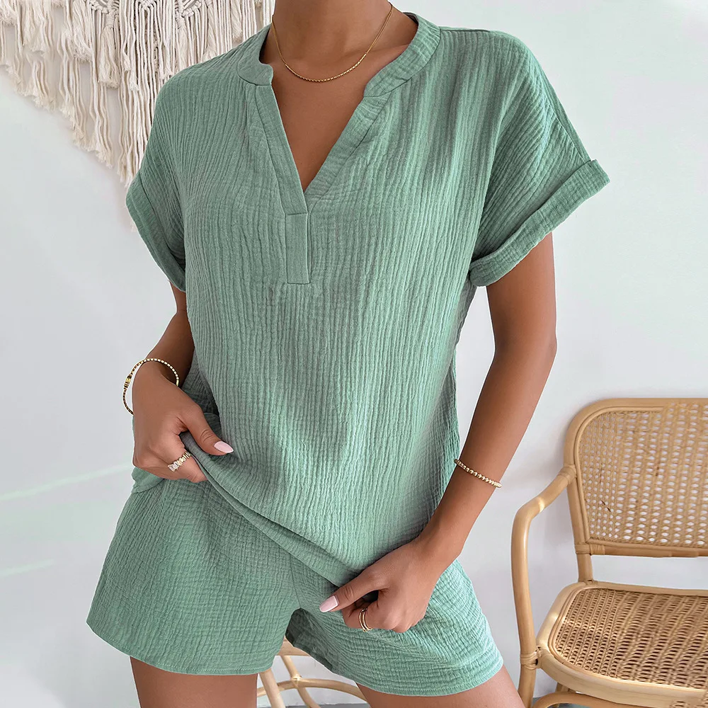 

Leisure Vacation Temperament 2022 Summer Knitted Pastoral Women's Shorts Top