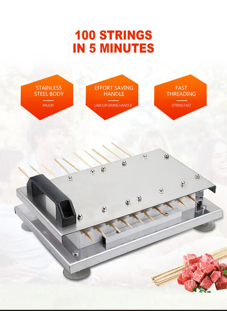 Description Picture 2 of itemCommercial Stainless Steel Barbecue Meat Skewer Manual Meat Skewer Machine Stainless Steel Penetrator