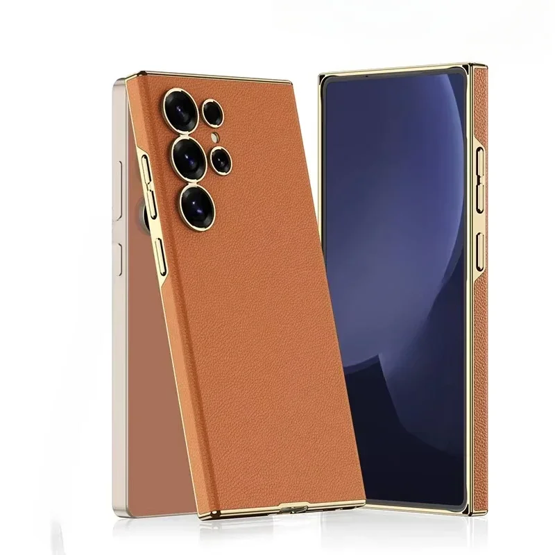Electroplated Leather Hard Shell Protective Phone Case