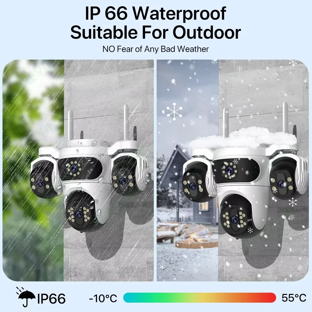 15MP WIFI Camera Three Screen PTZ Camera Human Detection Security CCTV Surveillance 10MP HD External Dual Lens Camera iCsee 5