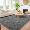 Long Plush Carpet For Living Room Sofa Area Rugs Modern Ultra-Soft Fluffy Floor Mat Kids Bedroom Bedside Rugs Home Decor Gray 1