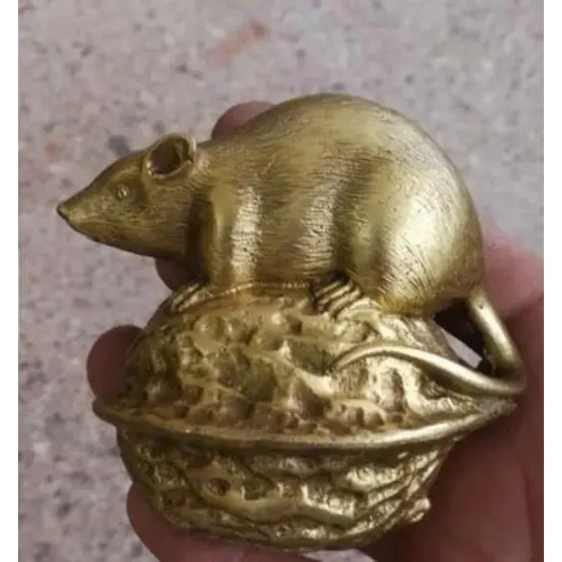 

Chinese ancient brass hand-carved rat collection statue