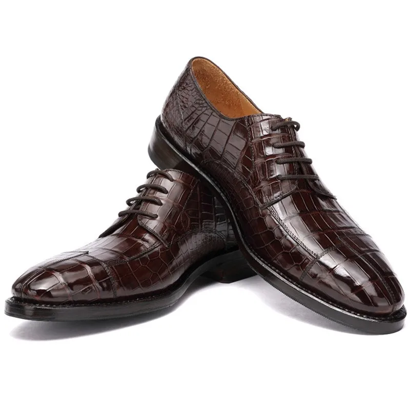 

Authentic Exotic Crocodile Skin Lace-up Businessmen Brown Dress Shoes Genuine Alligator Leather Handmade Male Oxford Shoes