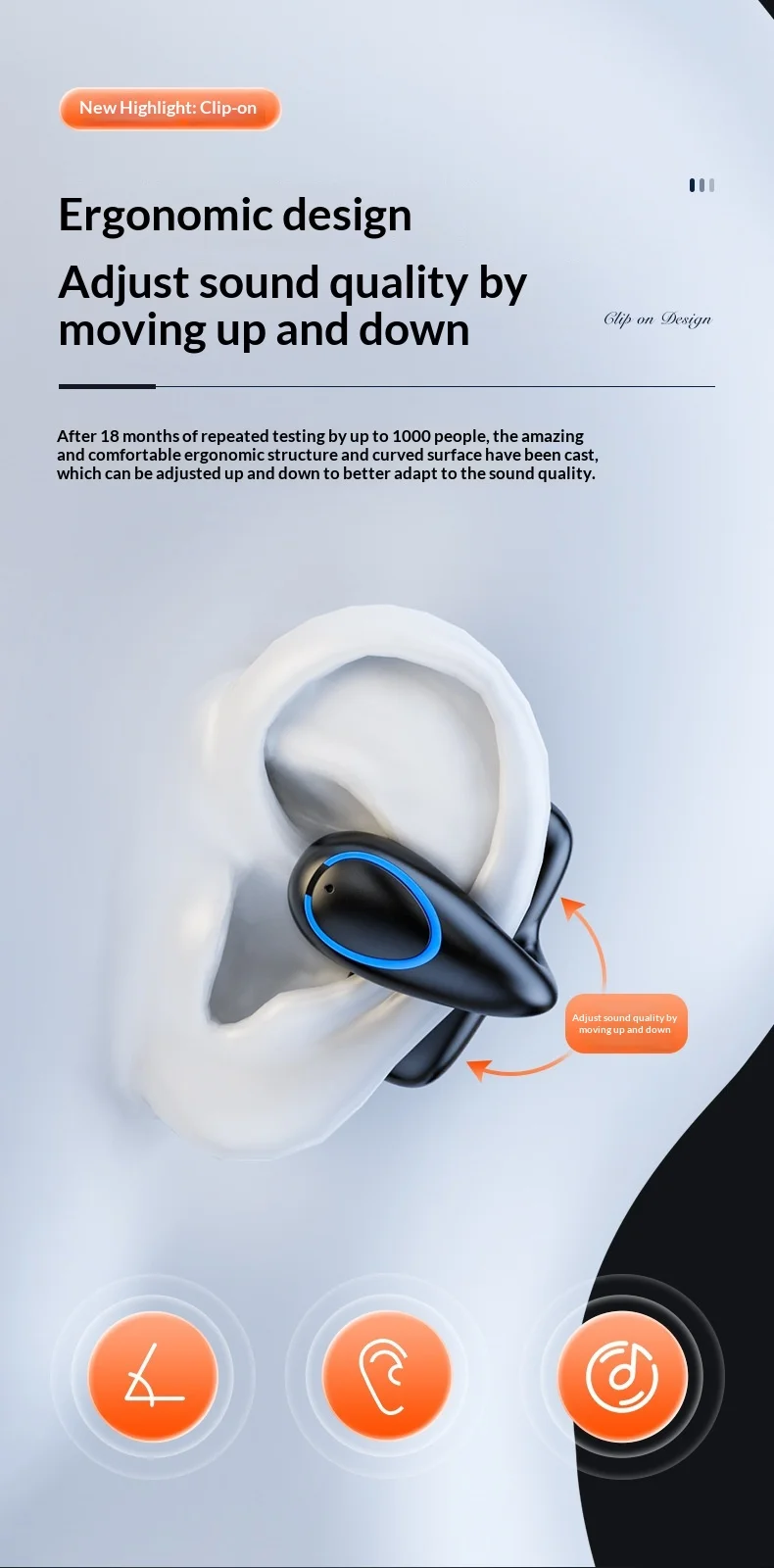 Einzelohr Knochenschall Sportkopfhörer Kabellos Bluetooth_voghion.com