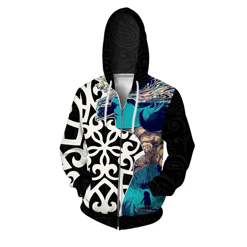 Sudadera con capucha Hellhound con estampado 3D para hombre, sudadera con gráfico de Monster Girl Wolf, sudadera de ocio de gran tamaño con cremallera, sudaderas con capucha de manga larga