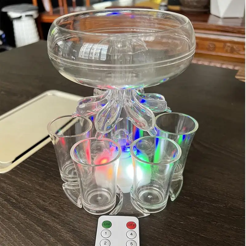 6 Shot Glass Dispenser Holder Liquor Dispenser gloowing Drinking Games Tools Party Liquor with brush bottle opener