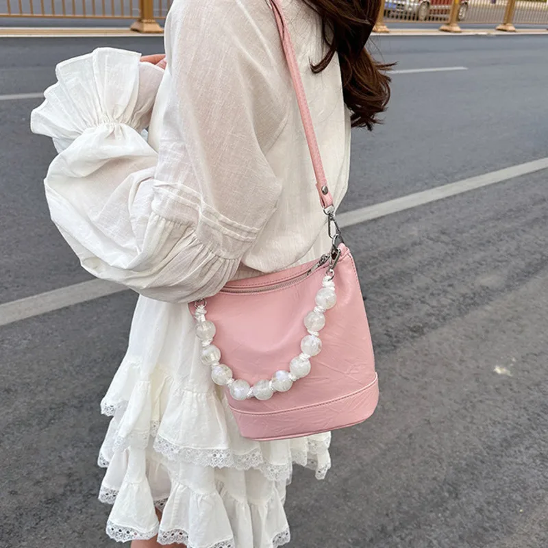 High Quality Beaded Women's Cross Bag Multi-color Exquisite Bucket Bag Popular Simple Fashion Single Shoulder Bag for Women 