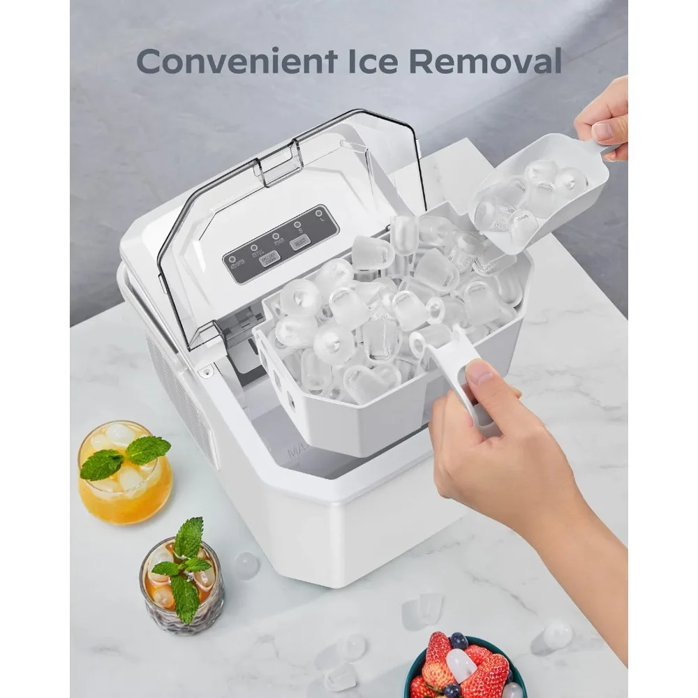 Ice maker countertop, portable ice maker with handle, self-cleaning ice maker with basket and spoon, 9 cubes in 6 minutes 4