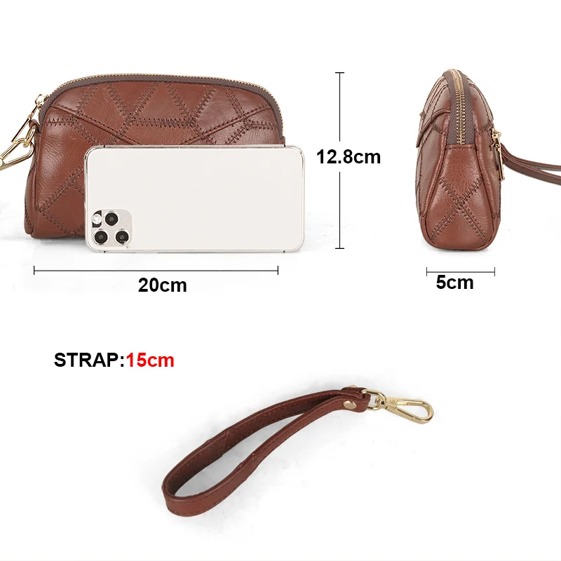 New Leather Long Wallets For Women Retro Stitching Card Holder Fashion Brand Ladies Clutch High Quality Cowhide Women Bags