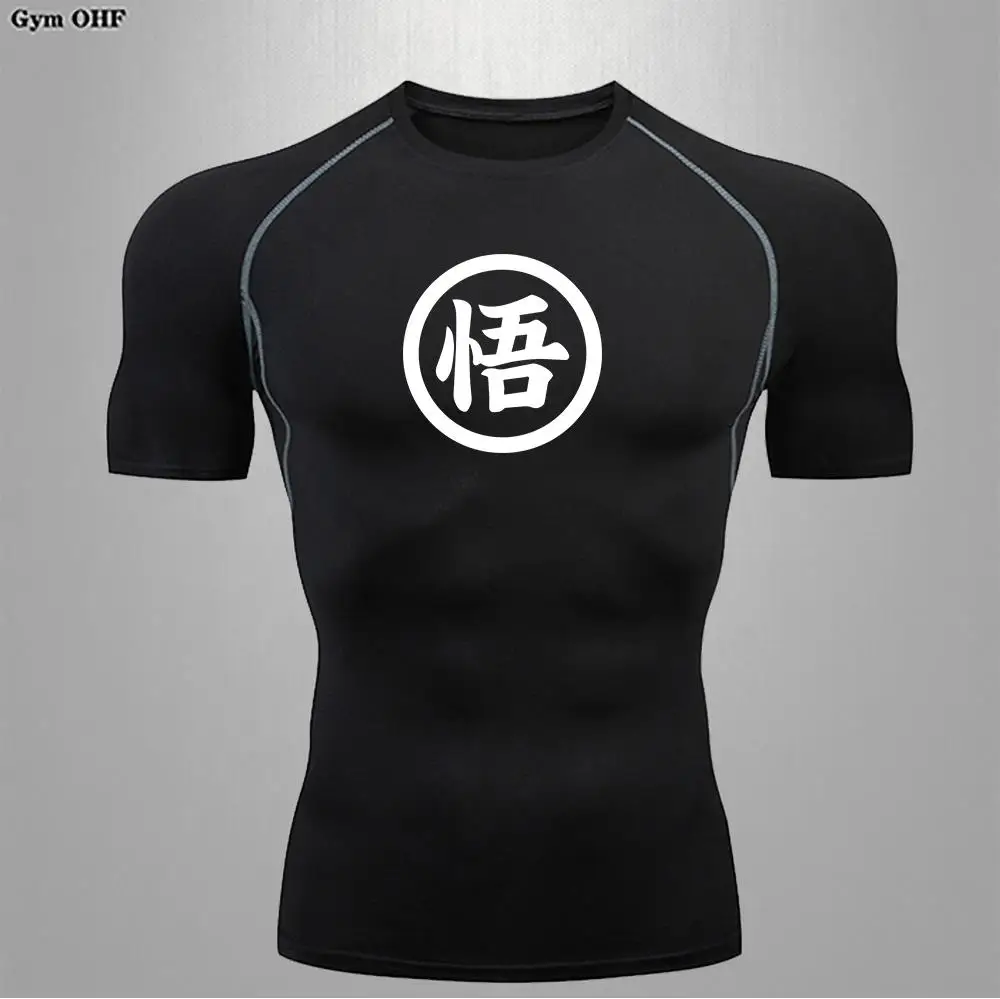 Goku Print Compression Shirts For Men Gym Workout Jogging Fitness Undershirts Base Layer Quick Dry Aerobic Exercise Men Tops