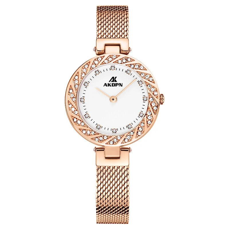 Elegant Women's Luxury Stainless Steel Quartz Watch with Mesh Band and Small Dial - Waterproof