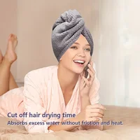 Serviette absorbante pour cheveux de couleur unie, 9,8 po x 25,5 po, bonnet texturé pour sécher les cheveux pour femmes à boutons 5