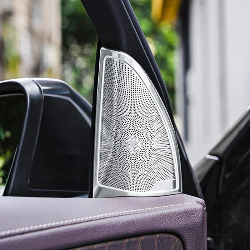 Car Audio Speaker Cover Grille - Stainless Steel Door Speaker Decoration For Mercedes-Benz E Class, C Class, GLC (W213, W205, X253)