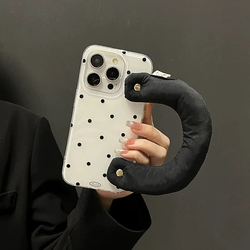 Candy Handle Bag Point White Double Acrylic Hard Phone Case