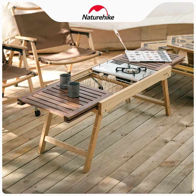 Naturehike アウトドアテーブル 折りたたみ式 Naturehike スライドレール折りたたみ木製テーブル IGT
